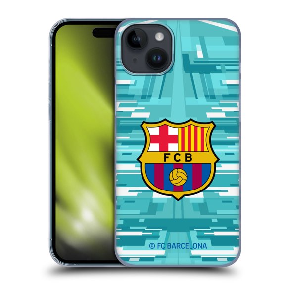 Head Case Designs Officially Licensed FC Barcelona 2019/20 Crest Kit Home Goalkeeper Hard Back Case Compatible with Apple iPhone 15 Plus