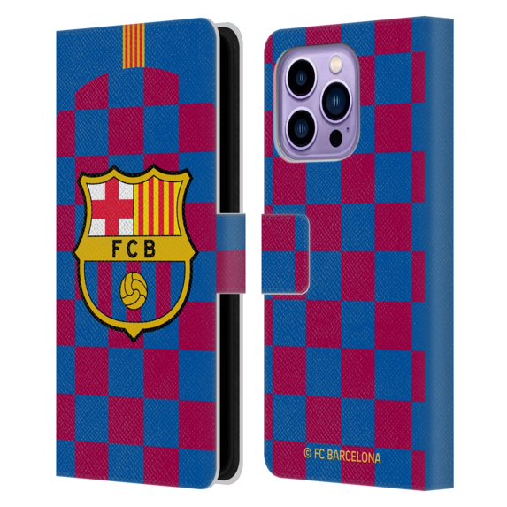 Head Case Designs Officially Licensed FC Barcelona 2019/20 Crest Kit Home Leather Book Wallet Case Cover Compatible with Apple iPhone 14 Pro Max