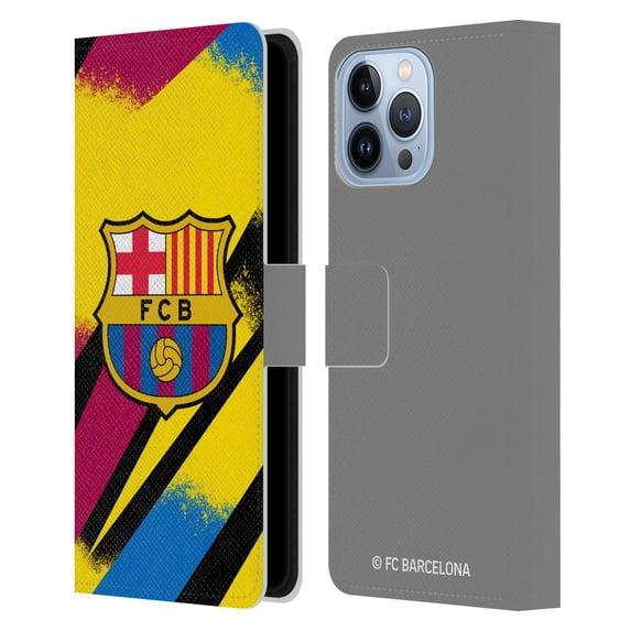 Head Case Designs Officially Licensed FC Barcelona 2019/20 Crest Kit Third Goalkeeper Leather Book Wallet Case Cover Compatible with Apple iPhone 13 Pro Max