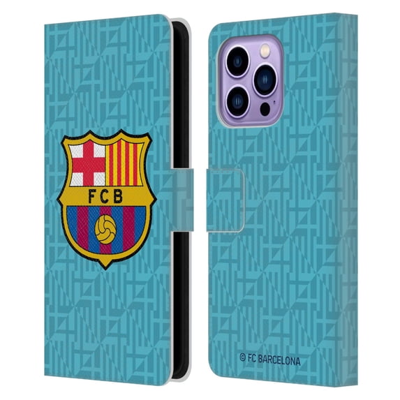 Head Case Designs Officially Licensed FC Barcelona 2019/20 Crest Kit Third Leather Book Wallet Case Cover Compatible with Apple iPhone 14 Pro Max