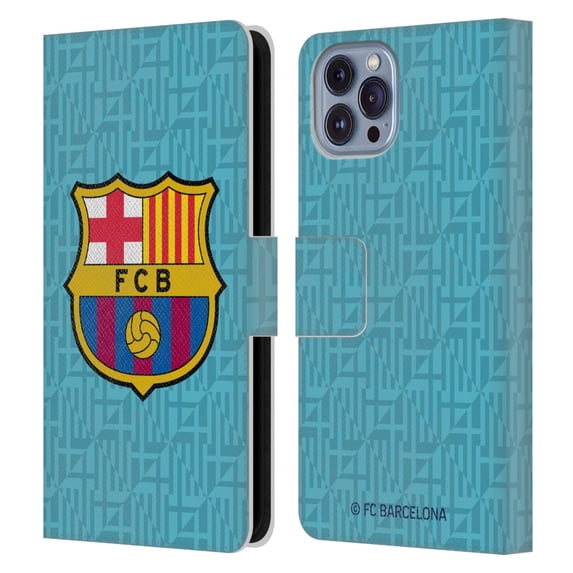 Head Case Designs Officially Licensed FC Barcelona 2019/20 Crest Kit Third Leather Book Wallet Case Cover Compatible with Apple iPhone 14