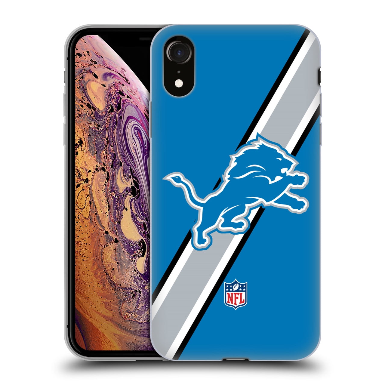 Head Case Designs NFL Detroit Lions Logo Stripes Soft Gel Case for Apple iPhone XR