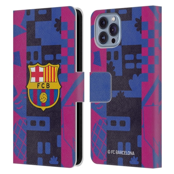 Head Case Designs Officially Licensed FC Barcelona 2021/22 CREST KIT Third Leather Book Wallet Case Cover Compatible with Apple iPhone 14