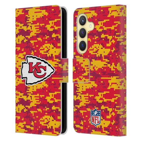 Head Case Designs NFL Kansas City Chiefs Graphics Digital Camouflage Leather Book Wallet Case Cover For Samsung Galaxy S24 5G