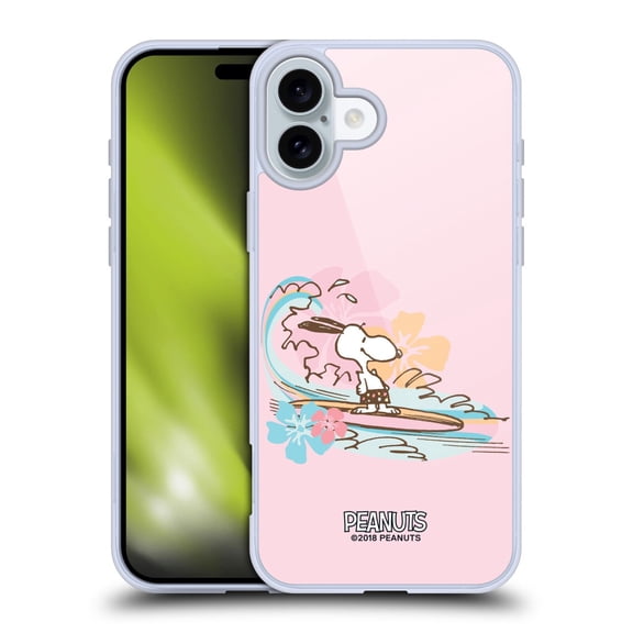 Head Case Designs Peanuts Beach Snoopy Surf Soft Gel Case for Apple iPhone 16 Plus