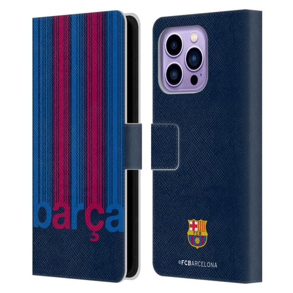 Head Case Designs Officially Licensed FC Barcelona Campions Barca Leather Book Wallet Case Cover Compatible with Apple iPhone 14 Pro Max