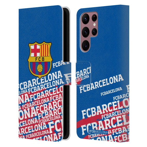 Head Case Designs Officially Licensed FC Barcelona Crest Impact Leather Book Wallet Case Cover Compatible with Samsung Galaxy S22 Ultra 5G