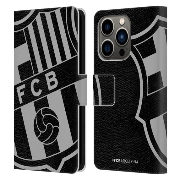 Head Case Designs Officially Licensed FC Barcelona Crest Oversized Leather Book Wallet Case Cover Compatible with Apple iPhone 14 Pro