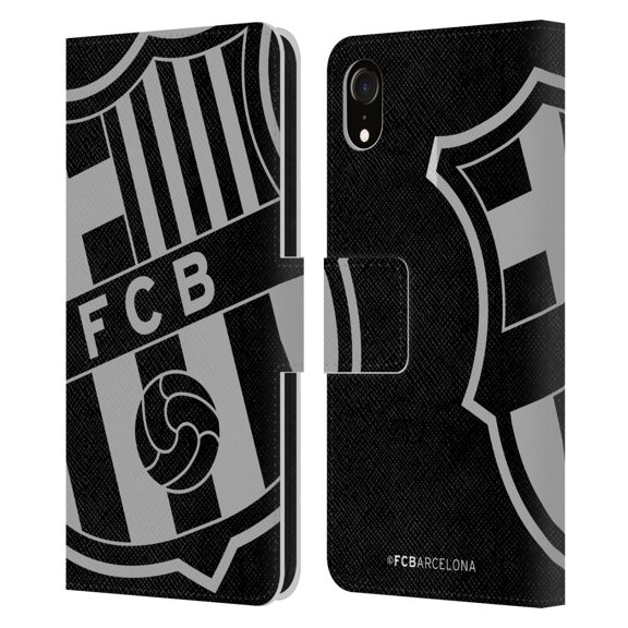 Head Case Designs Officially Licensed FC Barcelona Crest Oversized Leather Book Wallet Case Cover Compatible with Apple iPhone XR
