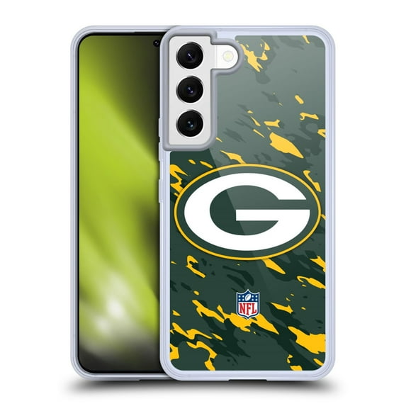 Head Case Designs NFL Green Bay Packers Logo Camou Soft Gel Case for Samsung Galaxy S22 5G