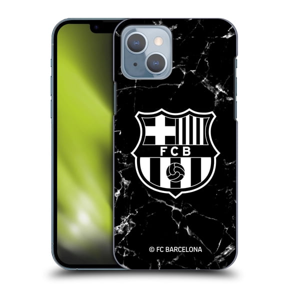 Head Case Designs Officially Licensed FC Barcelona Crest Patterns Black Marble Hard Back Case Compatible with Apple iPhone 14