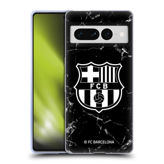 Head Case Designs FC Barcelona Crest Patterns Black Marble Soft Gel Case for Google Pixel 7 Pro