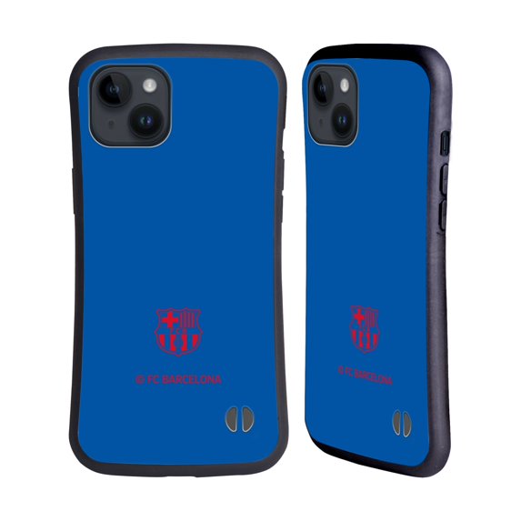 Head Case Designs Officially Licensed FC Barcelona Crest Patterns Blue Hybrid Case Compatible with Apple iPhone 15 Plus