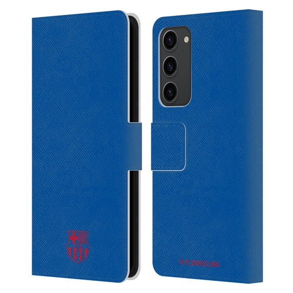 Head Case Designs Officially Licensed FC Barcelona Crest Patterns Blue Leather Book Wallet Case Cover Compatible with Samsung Galaxy S23+ 5G