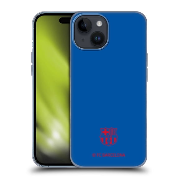 Head Case Designs Officially Licensed FC Barcelona Crest Patterns Blue Soft Gel Case Compatible with Apple iPhone 15