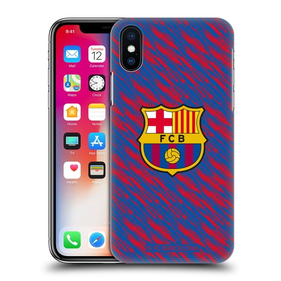 Head Case Designs Officially Licensed FC Barcelona Crest Patterns Glitch Hard Back Case Compatible with Apple iPhone X / iPhone XS