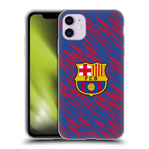 Head Case Designs FC Barcelona Crest Patterns Glitch Soft Gel Case for Apple iPhone 11
