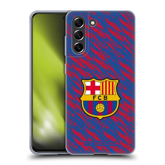 Head Case Designs Officially Licensed FC Barcelona Crest Patterns Glitch Soft Gel Case Compatible with Samsung Galaxy S21 FE 5G
