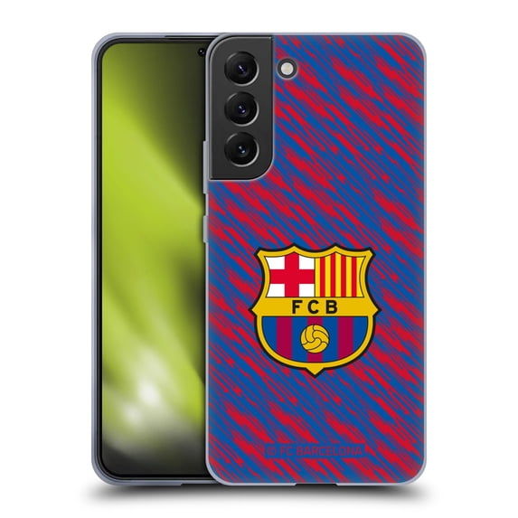 Head Case Designs Officially Licensed FC Barcelona Crest Patterns Glitch Soft Gel Case Compatible with Samsung Galaxy S22+ 5G