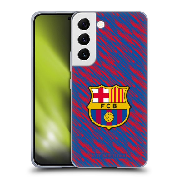 Head Case Designs Officially Licensed FC Barcelona Crest Patterns Glitch Soft Gel Case Compatible with Samsung Galaxy S22 5G