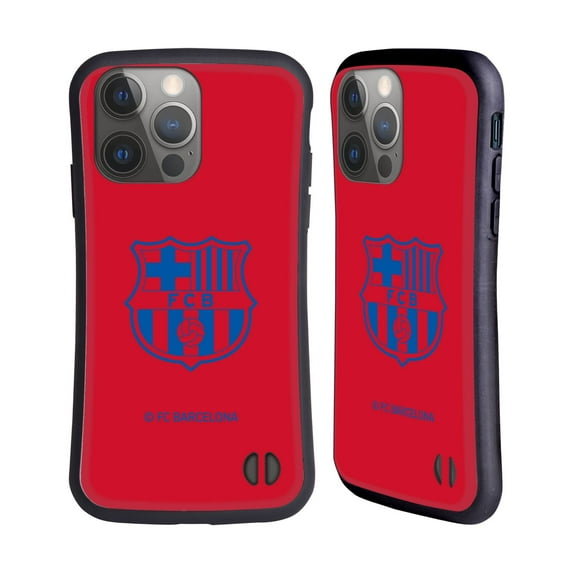 Head Case Designs Officially Licensed FC Barcelona Crest Patterns Red Hybrid Case Compatible with Apple iPhone 14 Pro