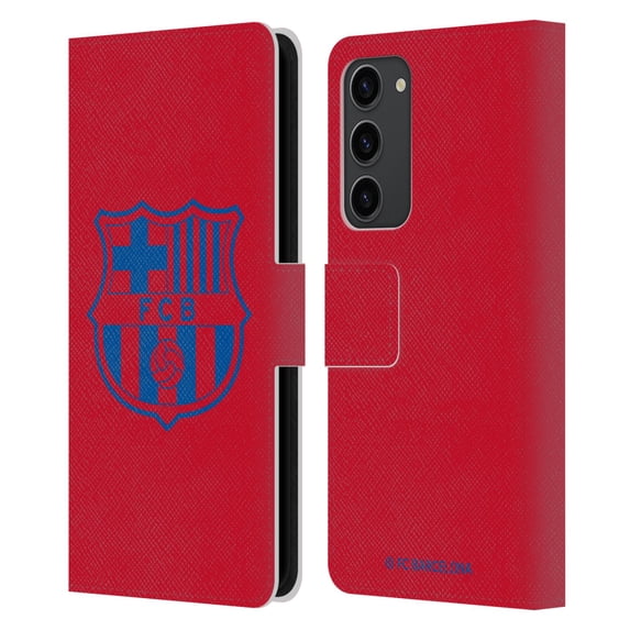 Head Case Designs Officially Licensed FC Barcelona Crest Patterns Red Leather Book Wallet Case Cover Compatible with Samsung Galaxy S23+ 5G