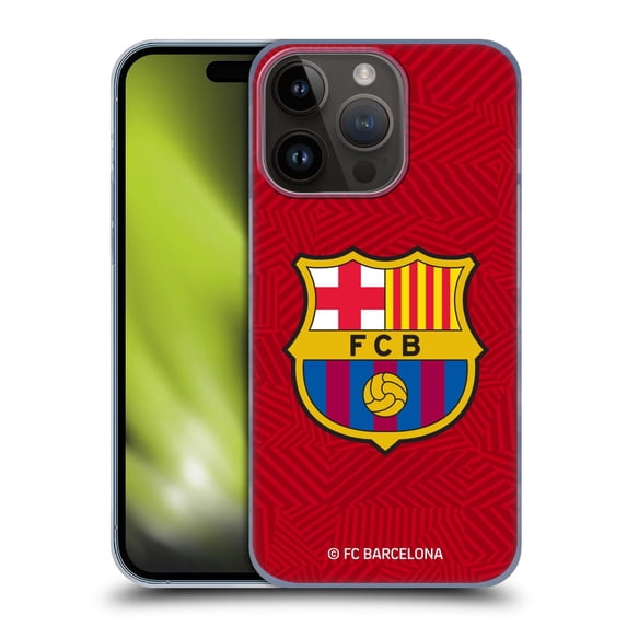 Head Case Designs Officially Licensed FC Barcelona Crest Red Hard Back Case Compatible with Apple iPhone 15 Pro