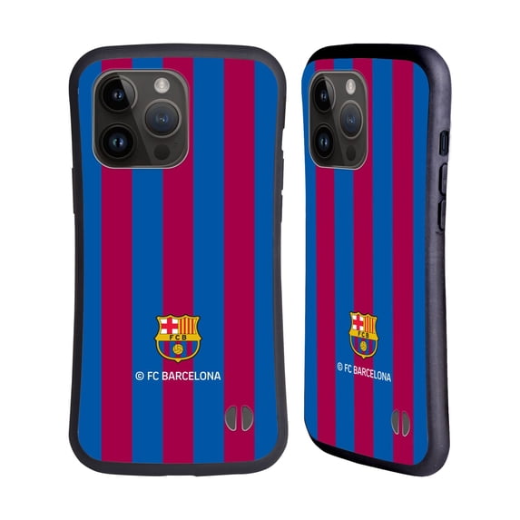 Head Case Designs Officially Licensed FC Barcelona Crest Stripes Hybrid Case Compatible with Apple iPhone 15 Pro Max