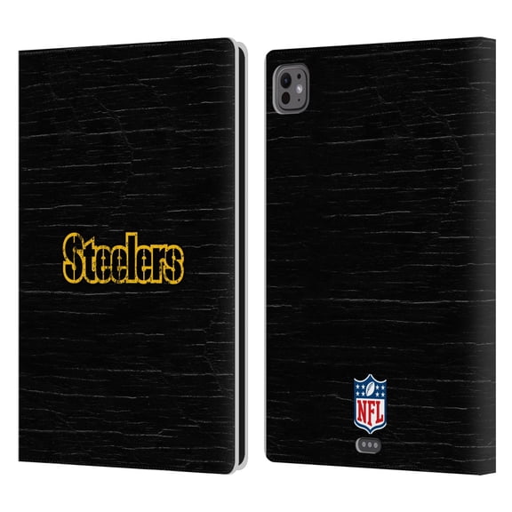 Head Case Designs NFL Pittsburgh Steelers Logo Distressed Look Leather Book Wallet Case Cover For Apple iPad Pro 11 M4 2024