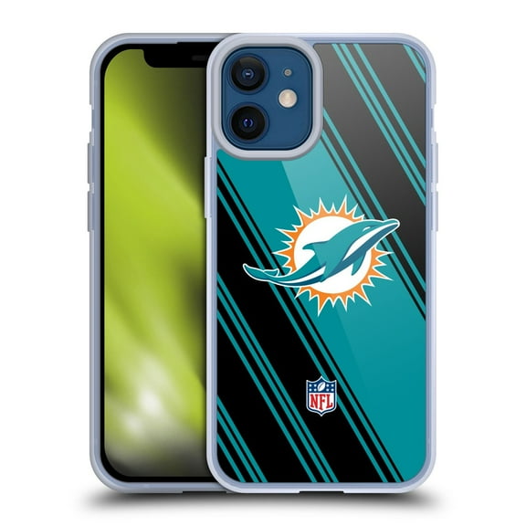 Head Case Designs NFL Miami Dolphins Artwork Stripes Soft Gel Case for Apple iPhone 12 Mini