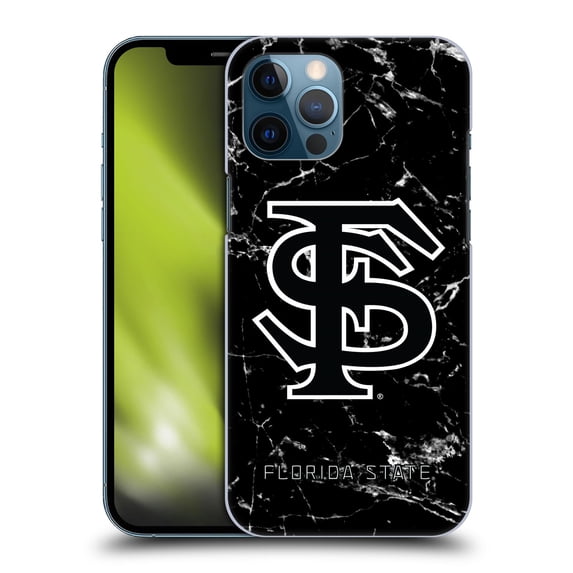 Head Case Designs Officially Licensed Florida State University FSU Florida State University Black And White Marble Hard Back Case Compatible with Apple iPhone 12 Pro Max