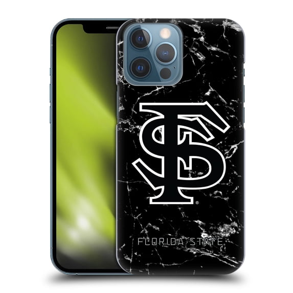 Head Case Designs Officially Licensed Florida State University FSU Florida State University Black And White Marble Hard Back Case Compatible with Apple iPhone 13 Pro Max