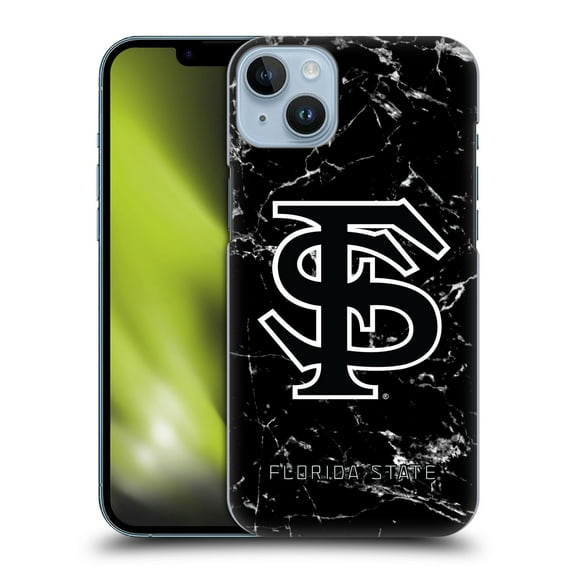 Head Case Designs Officially Licensed Florida State University FSU Florida State University Black And White Marble Hard Back Case Compatible with Apple iPhone 14 Plus