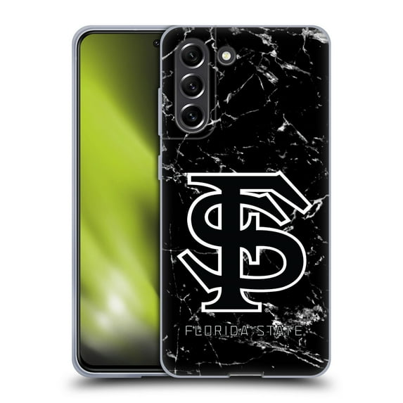 Head Case Designs Officially Licensed Florida State University FSU Florida State University Black And White Marble Soft Gel Case Compatible with Samsung Galaxy S21 FE 5G