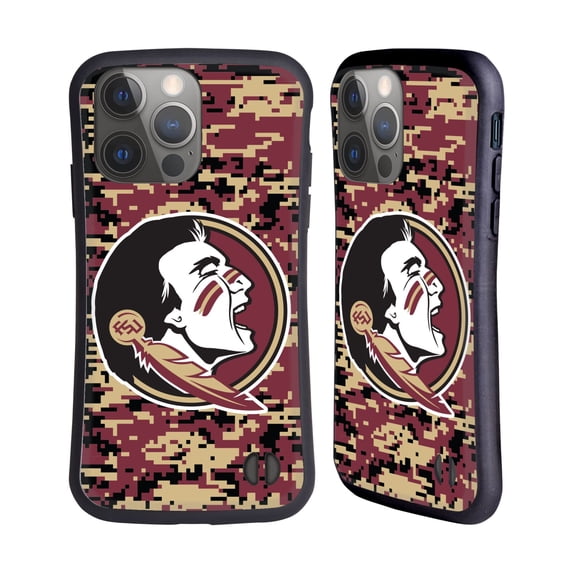 Head Case Designs Officially Licensed Florida State University FSU Florida State University Digital Camouflage Hybrid Case Compatible with Apple iPhone 14 Pro