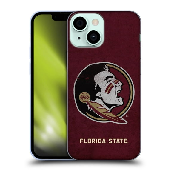 Head Case Designs Officially Licensed Florida State University FSU Florida State University Distressed Soft Gel Case Compatible with Apple iPhone 13 Mini