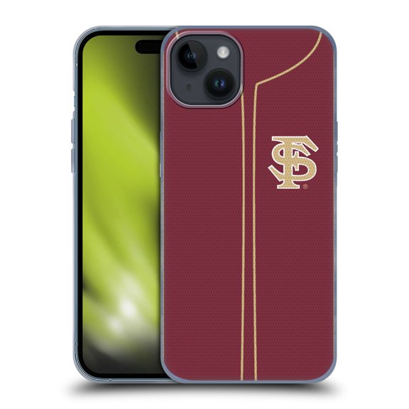 Head Case Designs Officially Licensed Florida State University FSU Florida State University Baseball Jersey Soft Gel Case Compatible with Apple iPhone 15 Plus