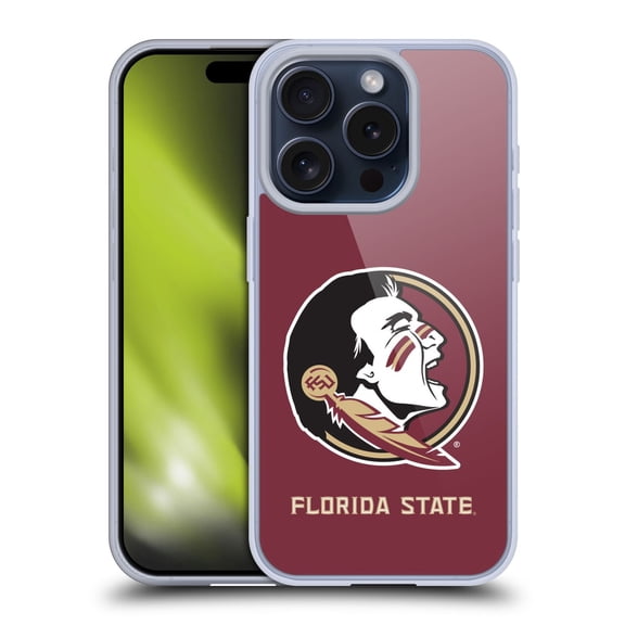 Head Case Designs Florida State University FSU Florida State University Plain Soft Gel Case for Apple iPhone 15 Pro