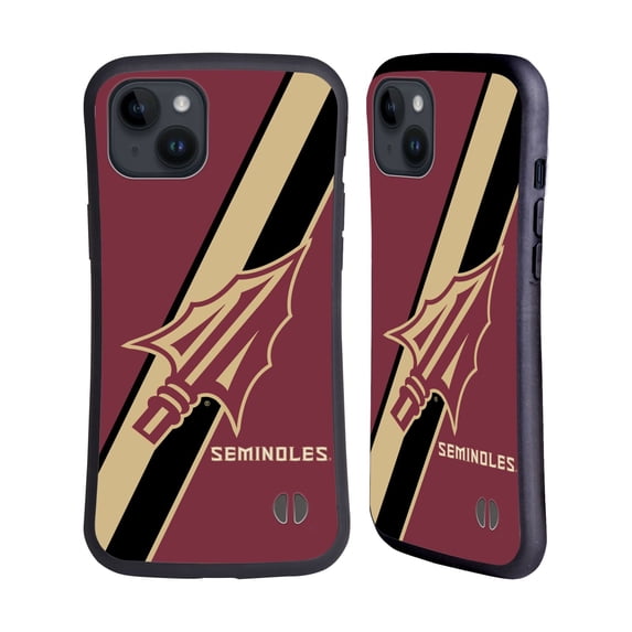 Head Case Designs Officially Licensed Florida State University FSU Florida State University Stripes Hybrid Case Compatible with Apple iPhone 15 Plus