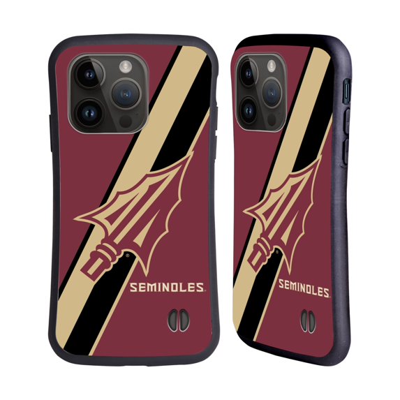 Head Case Designs Officially Licensed Florida State University FSU Florida State University Stripes Hybrid Case Compatible with Apple iPhone 15 Pro