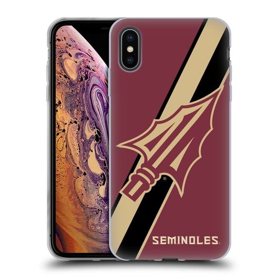 Head Case Designs Officially Licensed Florida State University FSU Florida State University Stripes Soft Gel Case Compatible with Apple iPhone XS Max