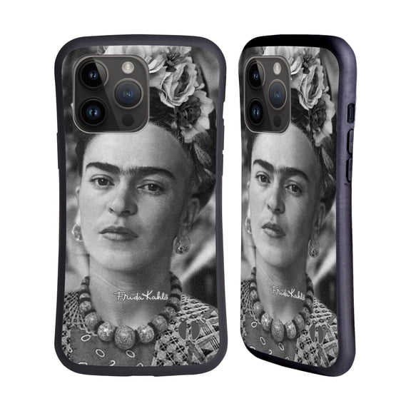 Head Case Designs Officially Licensed Frida Kahlo Portraits And Quotes Floral Headdress Hybrid Case Compatible with Apple iPhone 15 Pro Max