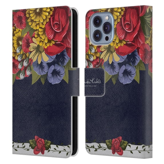 Head Case Designs Officially Licensed Frida Kahlo Red Florals Blooms Leather Book Wallet Case Cover Compatible with Apple iPhone 14