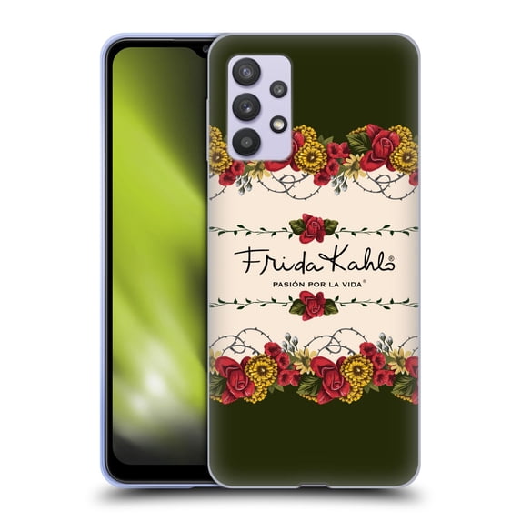 Head Case Designs Officially Licensed Frida Kahlo Red Florals Border Soft Gel Case Compatible with Samsung Galaxy A32 5G / M32 5G (2021)