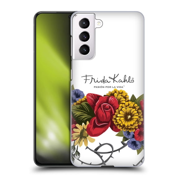 Head Case Designs Officially Licensed Frida Kahlo Red Florals Bunch Hard Back Case Compatible with Samsung Galaxy S21 5G