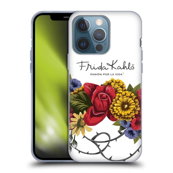 Head Case Designs Officially Licensed Frida Kahlo Red Florals Bunch Soft Gel Case Compatible with Apple iPhone 13 Pro