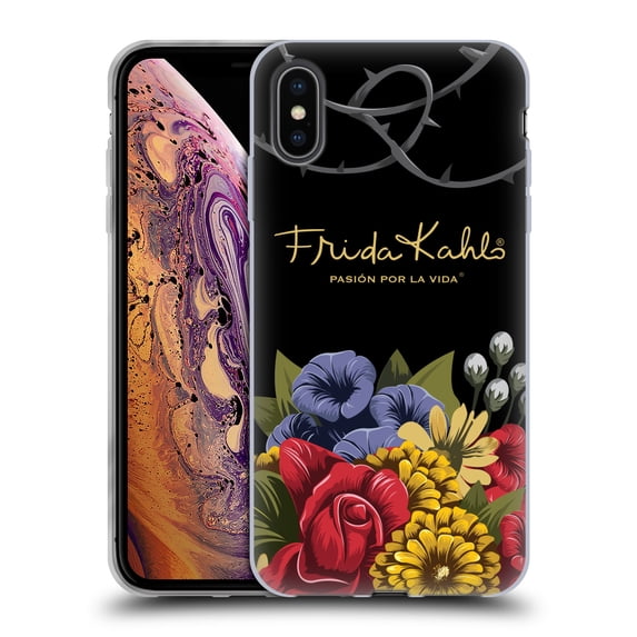 Head Case Designs Officially Licensed Frida Kahlo Red Florals Efflorescence Soft Gel Case Compatible with Apple iPhone XS Max
