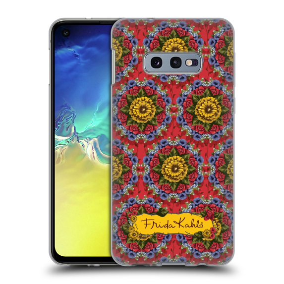 Head Case Designs Officially Licensed Frida Kahlo Red Florals Mandala Soft Gel Case Compatible with Samsung Galaxy S10e