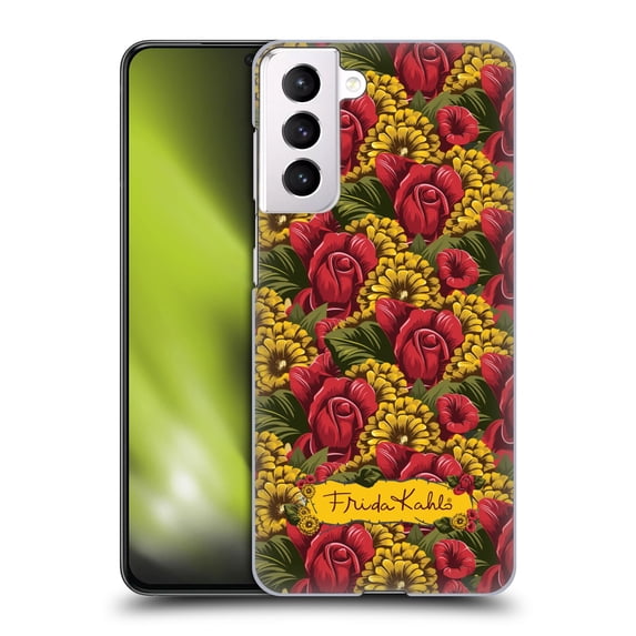 Head Case Designs Officially Licensed Frida Kahlo Red Florals Pattern Hard Back Case Compatible with Samsung Galaxy S21 5G