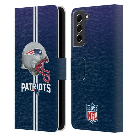 Head Case Designs NFL New England Patriots Logo Helmet Leather Book Wallet Case Cover For Samsung Galaxy S21 FE 5G